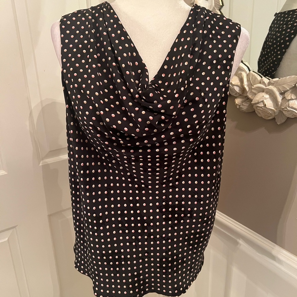 Polka Dot Sleeveless Top - Black and White